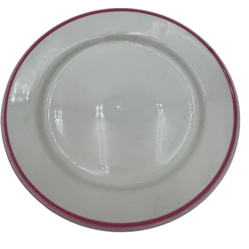 Duktig Ceramic Tea Plates Petit Fours Plates Set/4 Pink Yellow Blue Green Rims